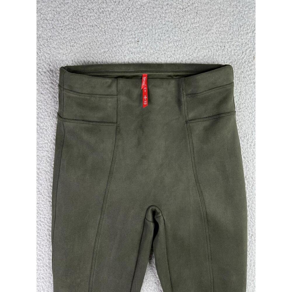 SPANX Faux Suede Leggings High Waisted Hunter Green Size S fits a XS - Picture 3 of 14